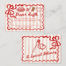 Windel-Raffle-Rotes-Schleifen-Rahmen-Beilagekarte