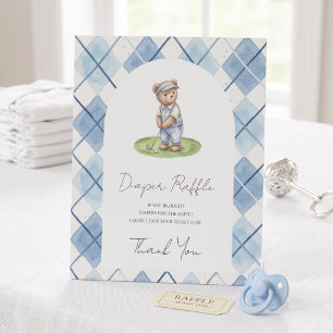Windel-Raffle-Schild Golfen Blau Baby Shower Sockelschild