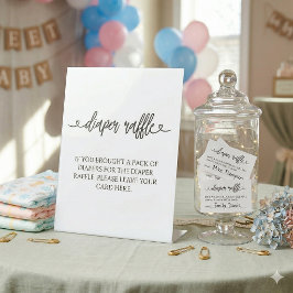 Windel-Raffle-Schild Minimalistisches Baby-Shower- Sockelschild