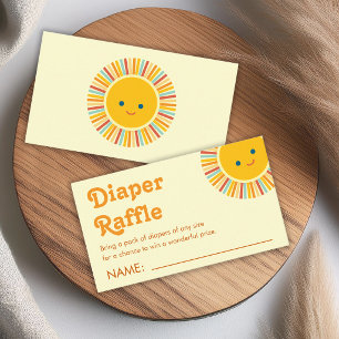 Windel-Raffle Sun Baby Shower Cute Orange Gelb Begleitkarte