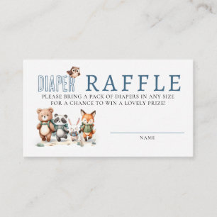Windel-Raffle Süße Waldtiere Wandernder Junge Baby Begleitkarte