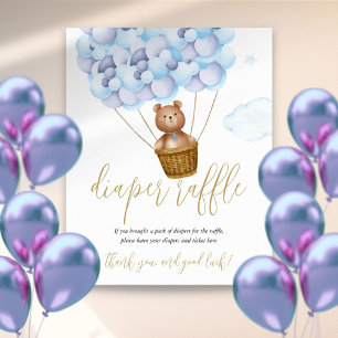 Windel-Raffle-Teddybär Blau Baby Shower Schild