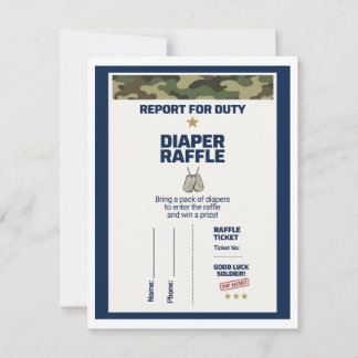 Windel-Raffle-Ticket für Militär-Baby-Party Mitteilungskarte