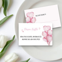 Windel-Raffle-Ticket mit rosa Herzballons
