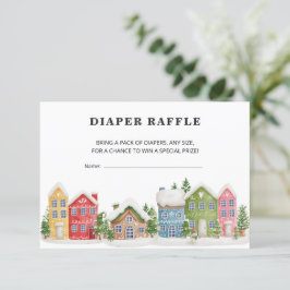 Windel Raffle Ticket Winterdorf Baby Dusche Begleitkarte