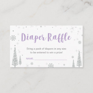 Windel-Raffle-Tickets   Winter-Baby-Party, Lila Begleitkarte