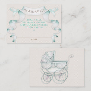 Windel-Raffle Vintage-Kinderwagen Elfenbein-Mint-G Begleitkarte