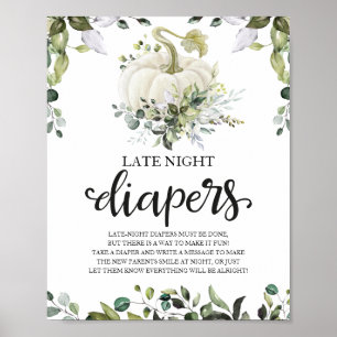Windel-Spiel für die späte Nacht - Babyparty-Schil Poster
