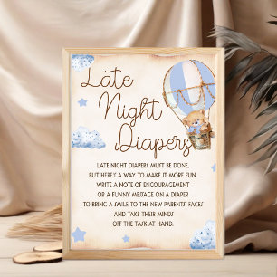 Windel-Spiel-Schild für Baby-Shower am späten Aben Poster