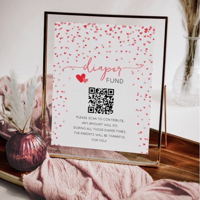 Windelfonds-Zeichen für Bargeld-Geschenke Kinderdu Poster (little sweetheart baby shower)