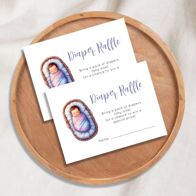 Windeln Baby in Basket Baby Dusche Begleitkarte (Diaper Raffle Baby in Basket Baby Shower Enclosure Card)