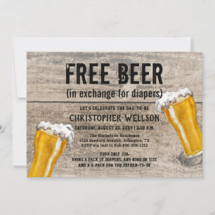 Windeln & Beer Vater Babydusche Party Einladung