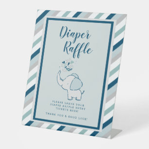 Windeln für Navy & Mint Elephant Babydusche Sockelschild