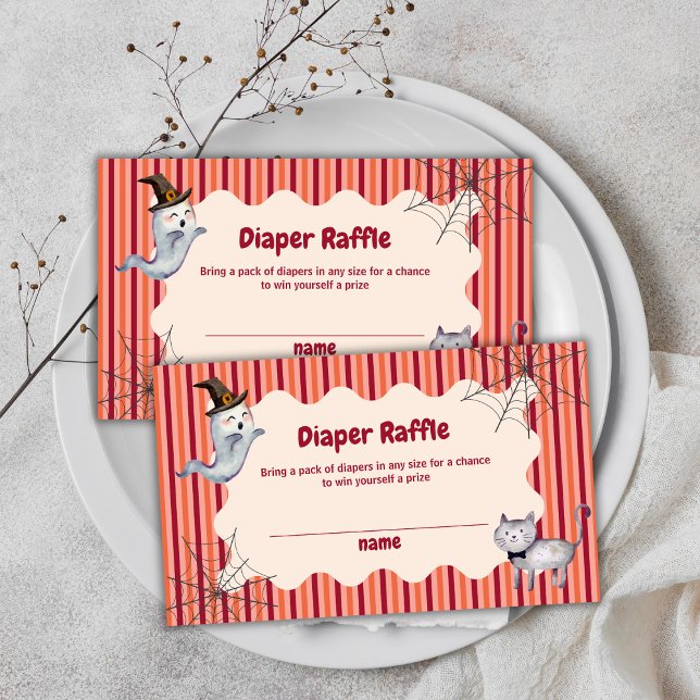 Windeln Ghost Cat Fall Babydusche Begleitkarte (Diaper Raffle Ghost Cat Fall Baby Shower Enclosure Card)