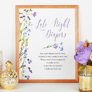 Windeln in der Nacht - Baby Shower Veilchen Wilde Poster