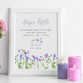 Windeln Lila Wildblume Kinderdusche Poster