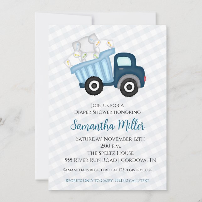 Windeln Party Kinderdusche Einladung (Vorderseite)