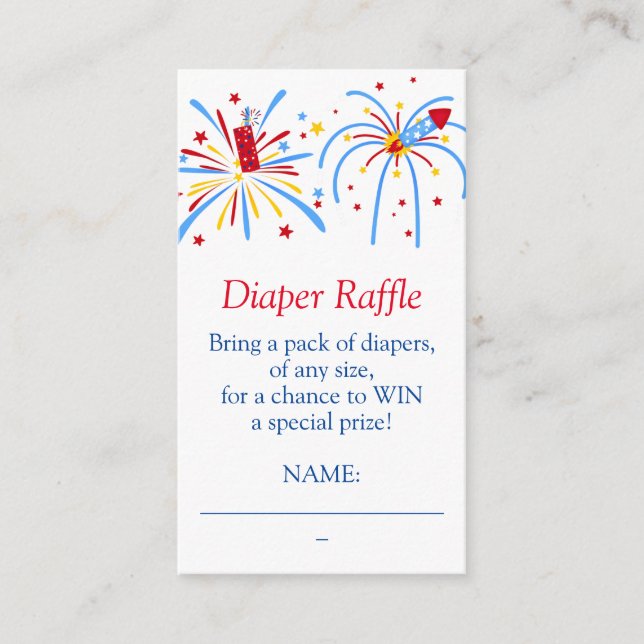 Windeln Raffle 4. Juli Babydusche Begleitkarte (Vorderseite)