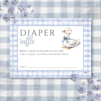 Windeln Raffle Albern Gänse Blue Boy Baby Dusche Begleitkarte