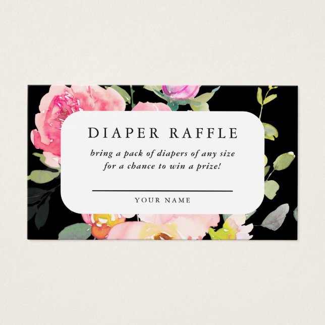 Windeln Raffle Baby Dusche Blumenzettel (Vorderseite)