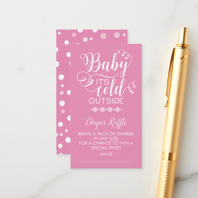 Windeln Raffle Baby Es ist kalt draußen Begleitkarte (Vorderseite/Rückseite Beispiel)