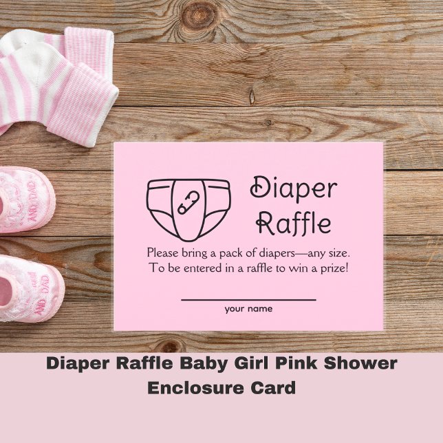 Windeln Raffle Baby Girl Pink Duschekarte Einladung (Von Creator hochgeladen)