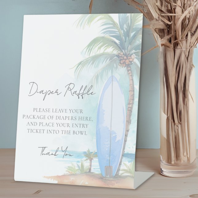 Windeln Raffle Baby On Board Beach Baby Dusche Sockelschild (Diaper Raffle Baby On Board Beach Baby Shower Pedestal Sign )