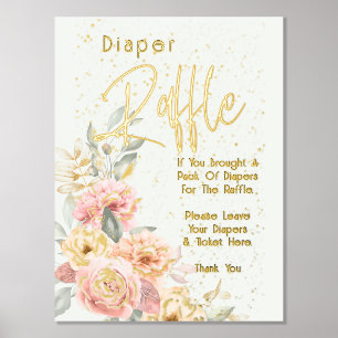 Windeln Raffle Babydusche Rosa Elfenbein Foliendrucke