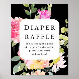 Windeln Raffle Babydusche schwarz Poster