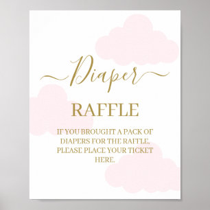 Windeln Raffle Babydusche Wolken Zeichen Poster