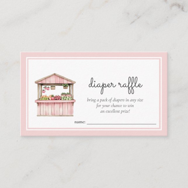 Windeln Raffle Bauern Markt Kindermädchendusche Begleitkarte (Vorderseite)