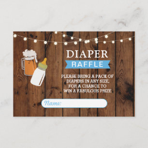 Windeln Raffle Beer Baby Shower Boy Brauen Blue Begleitkarte