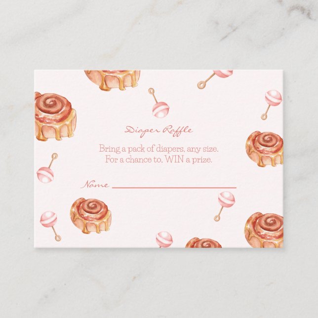 Windeln Raffle Brunch und Baby Shower Girl Begleitkarte (Vorderseite)