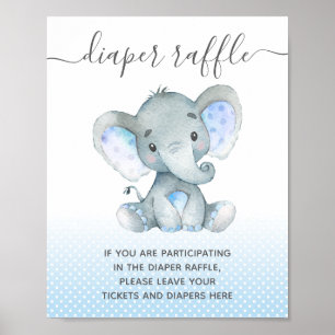 Windeln-Raffle-Drop-off Elephant Baby Boy Dusche Poster