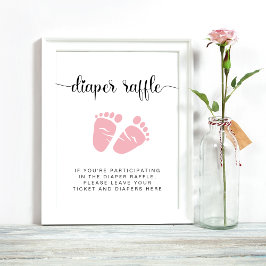 Windeln-Raffle-Drop-Off Pink Feet Baby Girl Dusche Poster