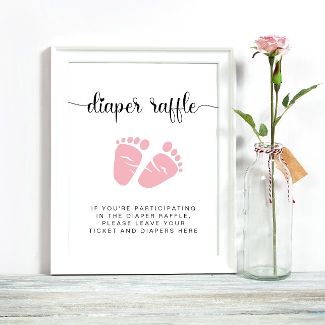 Windeln-Raffle-Drop-Off Pink Feet Baby Girl Dusche Poster (Von Creator hochgeladen)
