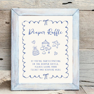 Windeln-Raffle-Drop-Off-Wavy-Frame-Babydusche Poster