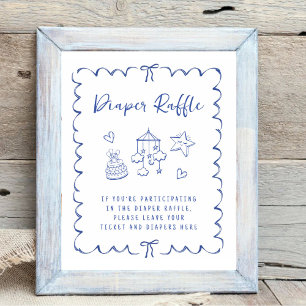 Windeln-Raffle-Drop-Off-Wavy-Frame-Babydusche Poster