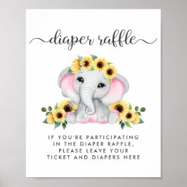Windeln-Raffle-Drop von Elephant Baby Girl Dusche Poster