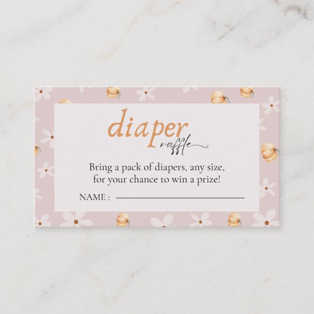 Windeln Raffle ein wenig Pumpkin Fall Baby Dusche Begleitkarte (Vorderseite)