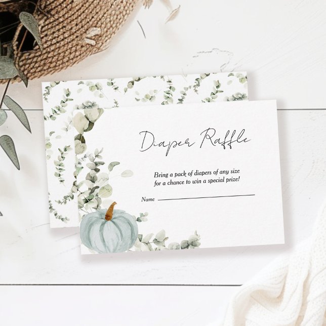 Windeln Raffle Fall Kleine Pumpkin Blue Baby Dusch Begleitkarte (Von Creator hochgeladen)