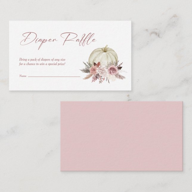 Windeln Raffle Fall Pink Little Pumpkin Baby Dusch Begleitkarte (Vorne/Hinten)