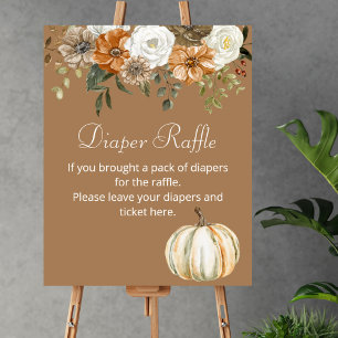 Windeln Raffle Game Fall Pumpkin Rustikal Brown Poster