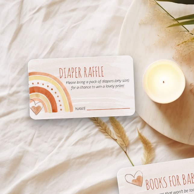 Windeln Raffle Gedicht Neutral Rainbow Baby Dusche Begleitkarte (Diaper Raffle ticket insert card with neutral color rainbow)