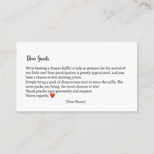 Windeln Raffle Herbst Teddy Bear Babydusche Begleitkarte