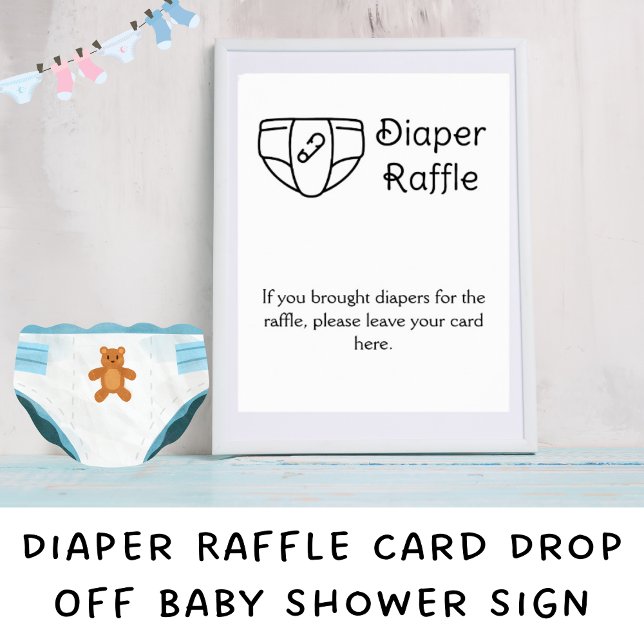 Windeln-Raffle-Karte abziehen Babydusche-Schild Poster (Diaper Raffle Table Display Download and Prints Available)