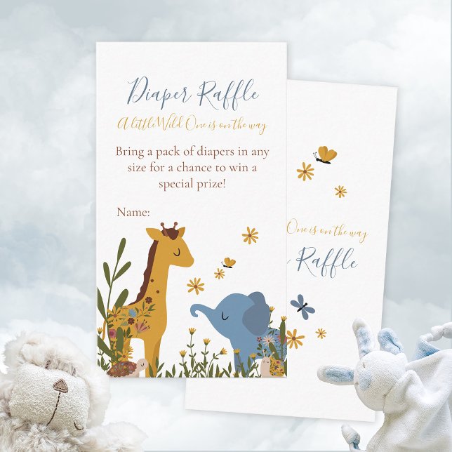 Windeln Raffle Kleine Wild One Niedliche Babydusch Begleitkarte (Diaper Raffle Little Wild One Cute Baby Shower Enclosure Card ©Susanne Sachers Sunny Mind Design 🌞)