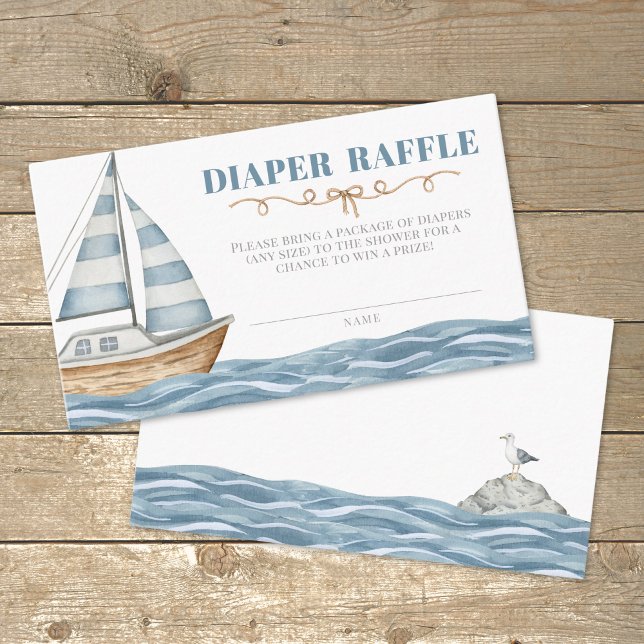 Windeln Raffle Nautical Baby Dusche Begleitkarte (Diaper Raffle Nautical Baby Shower Enclosure Card )