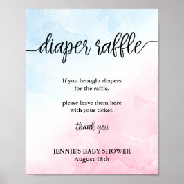 Windeln Raffle Pink/Blue Babydusche Aushängeschild Poster