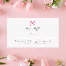 Windeln Raffle Pink Bow Coquette Babydusche